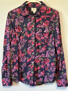 Levi’s Western Rose Pattern snap up shirt with Pearl snap buttons